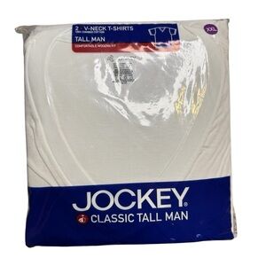 ✨ Jockey Classic Tall Man V-Neck White T-Shirt 2-Pack XXL 2XLT NWT 👕